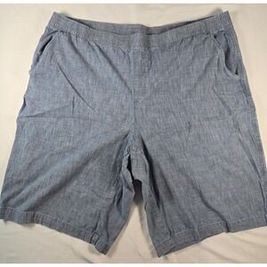Lands' End Women's 22W Chambray Pull On Shorts Mid Rise Elastic Waist Blue
